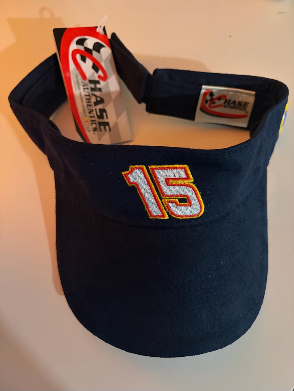 Chase Authentics Michael Waltrip Napa Racing Visor Navy NASCAR 15 faux suede